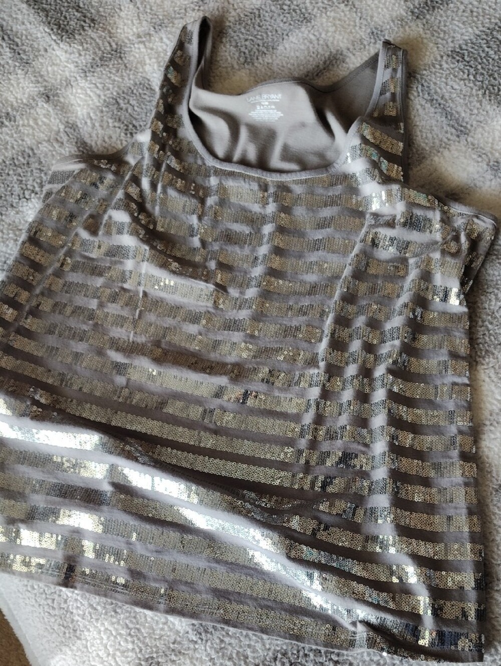 Lane Bryant Sleeveless Metallic Stripe Tank Top - Silver & Gray